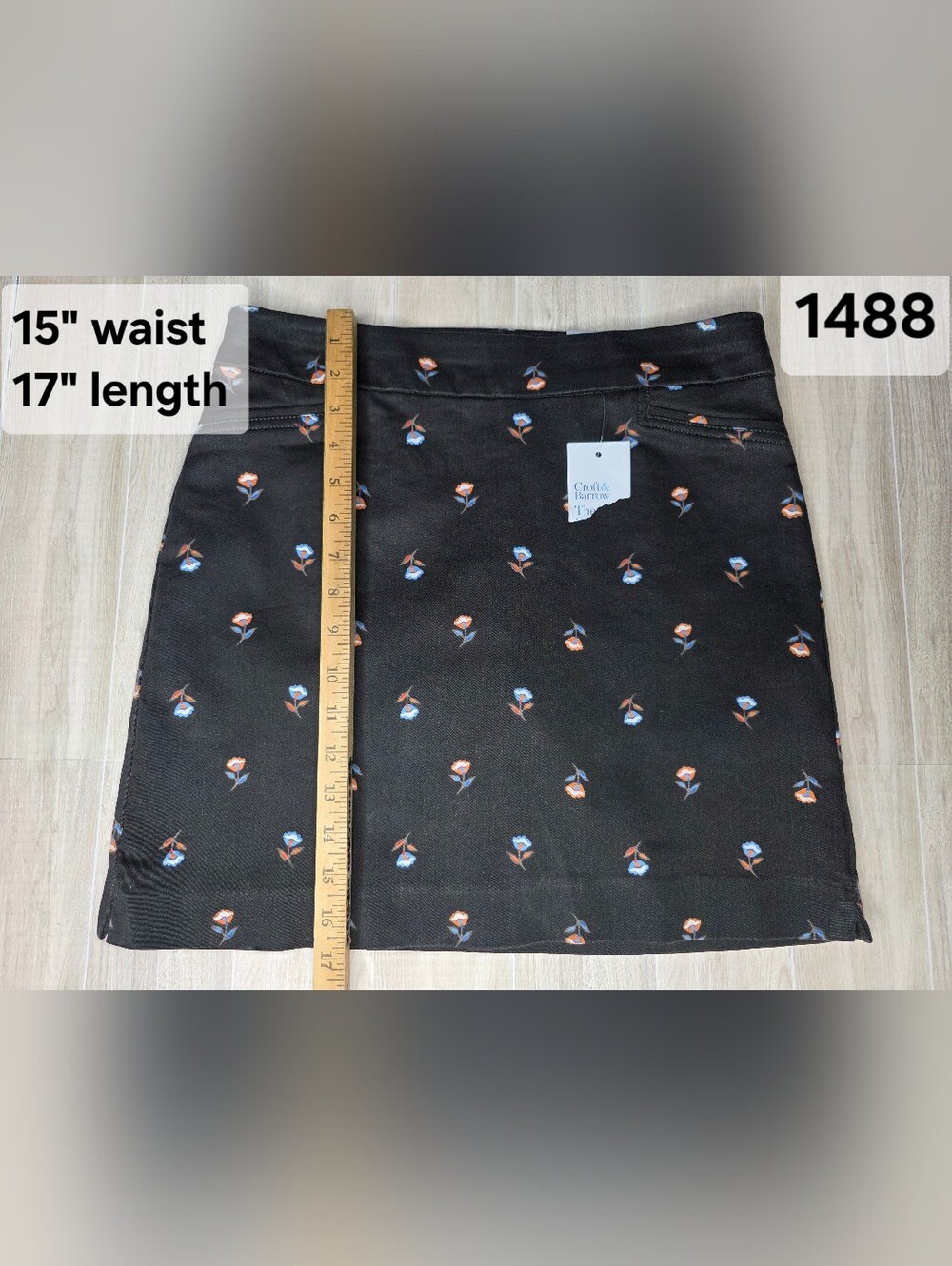 Croft & Barrow Women's Sz 6 Black Floral  Skort NWT